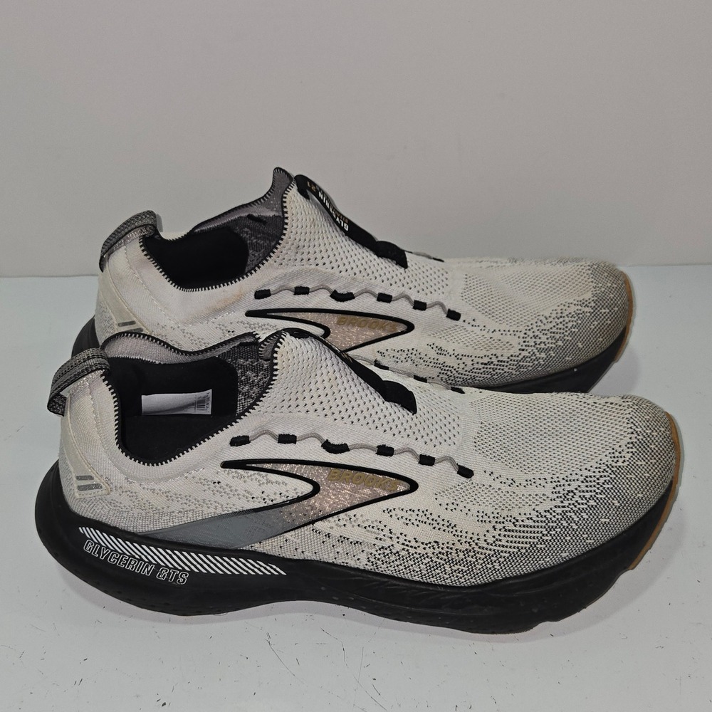 Brooks Glycerin GTS 21 StealthFit Mens 12 White Black Running Shoes 1104221D135